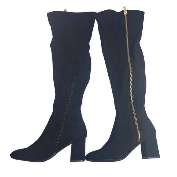 SHOEDAZZLE Nevaeh Women’s Tall Zip Boots Size 7 WC ( Wide Calf) Black Heel 2.5” - Picture 2 of 12